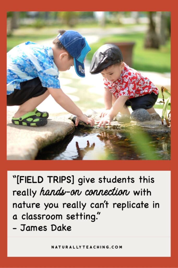 Field trips provide a variety of benefits to students such as a hands-on connection like these children catching frogs from a pond that you can't replicate in a classroom.